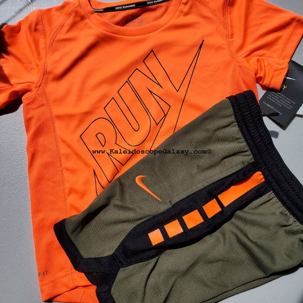 Nike Boys Size 6 ~ Summer Dri-fit Shorts & T-Shirts Orange Blue Black Green - Picture 3 of 5